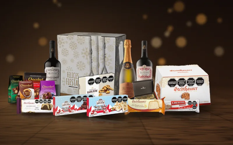 Caja navideña N°10: Rutini extra brut, dos Rutini y Steinhauser en estuche.