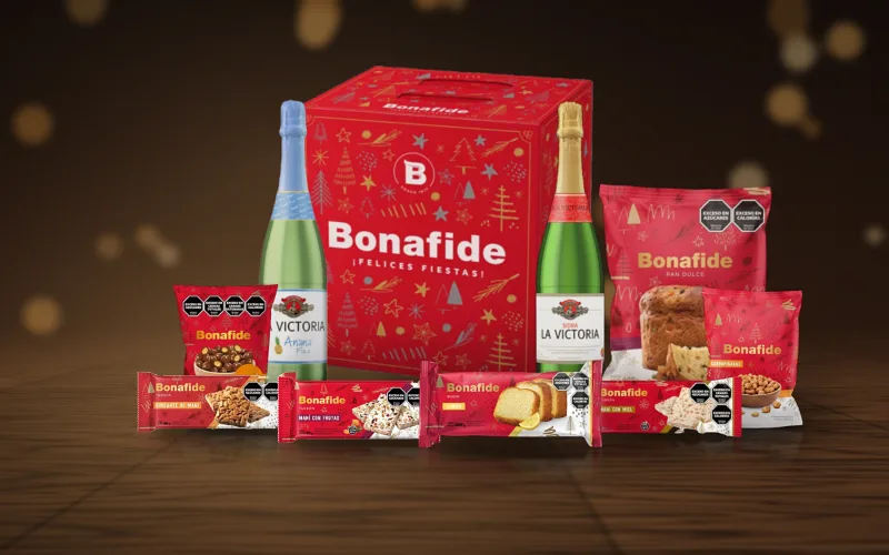 Caja Bonafide Base: La caja oficial Bonafide: sidra, pan dulce y toda la confitería de la marca.